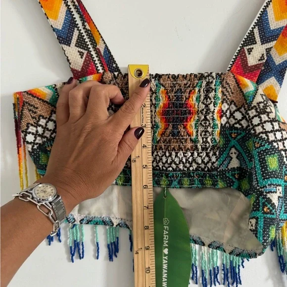 FARM Rio Multicolor Beaded Fringe Crop Top - Picture 7 of 7